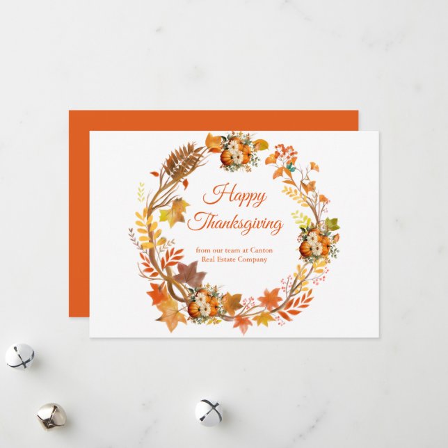 Fall Autumn Leaves Thanksgiving Holiday Card (Front/Back In Situ)