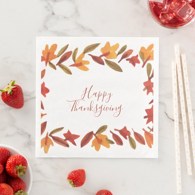 Fall Autumn Leaves Thanksgiving Paper Dinner Napkins (Insitu)