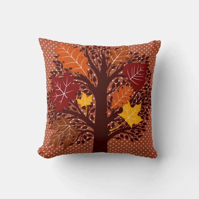 Fall Autumn Leaves Tree November Harvest Throw Pillow (Front)
