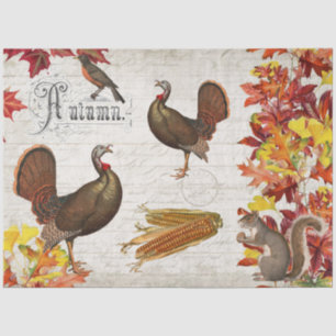 Fall Autumn Leaves Turkey Thanksgiving Decoupage Tissue Paper