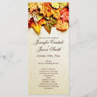 Fall Autumn Leaves Vertical Wedding Programs