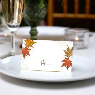 Fall Autumn Leaves Watercolor Wedding Place Card