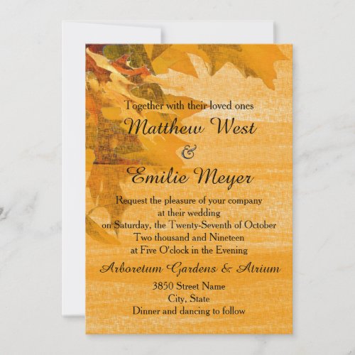 Fall Autumn Leaves Wedding Invitation