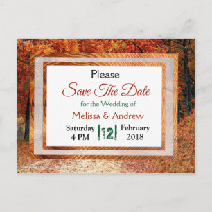 Fall  Autumn Leaves Wedding Save the Date Announcement Postcard