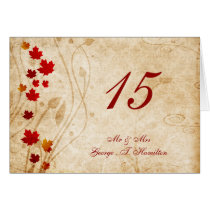 fall autumn  leaves  wedding table seating card