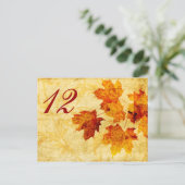 fall autumn  leaves wedding table seating card (Standing Front)