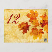 fall autumn  leaves wedding table seating card (Back)
