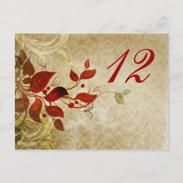 fall autumn  leaves wedding table seating card
