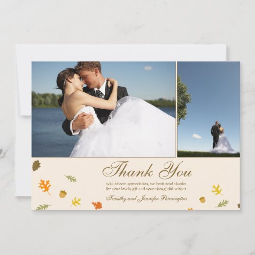 Fall autumn leaves wedding thank you flat 2 photo