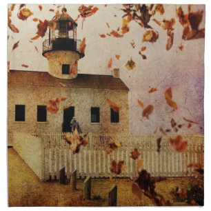 Fall Autumn leaves Western Country Church Chapel Cloth Napkin