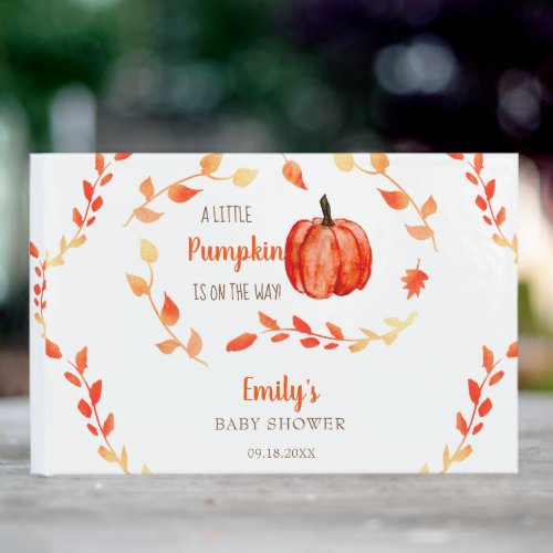 Fall Autumn Little Pumpkin Baby Shower Leaves  Guest Book