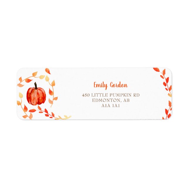 Fall Autumn Little Pumpkin Baby Shower Leaves Label (Front)