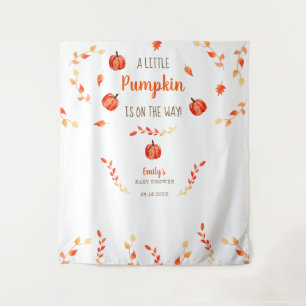 Fall Autumn Little Pumpkin Baby Shower Leaves Tapestry