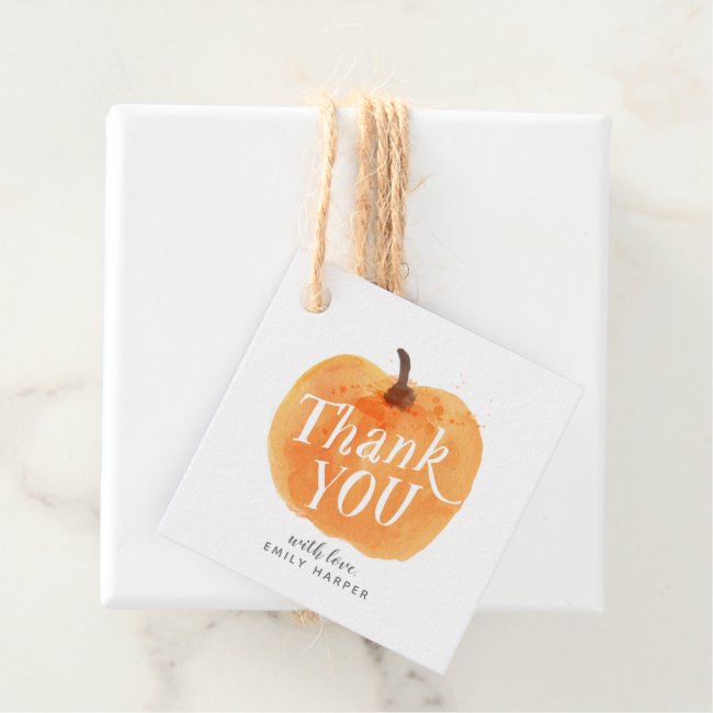 Fall Autumn Little Pumpkin Double-Sided Thank You Favor Tags