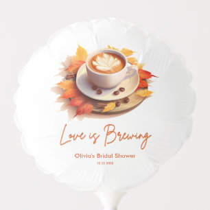 Fall Autumn Love is Brewing Coffee Bridal Shower Balloon