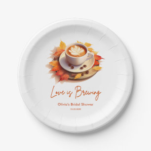 Fall Autumn Love is Brewing Coffee Bridal Shower  Paper Plates
