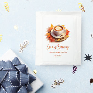 Fall Autumn Love is Brewing Coffee Bridal Shower  Tea Bag Drink Mix