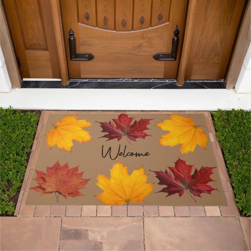 Fall Autumn maple leaves Doormat