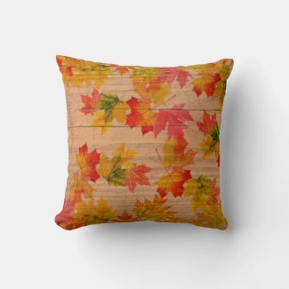 Fall Autumn Maple Leaves On Barn Wood 