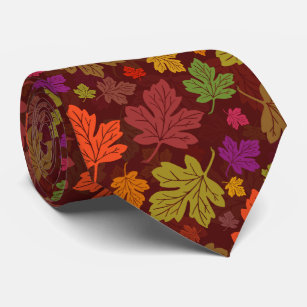 Fall Autumn Maple Leaves Pattern Neck Tie