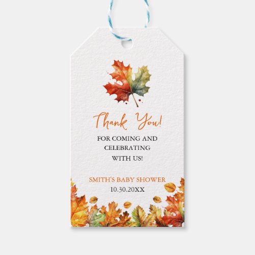 Fall Autumn Maple Leaves Thank You Favor Gift Tags