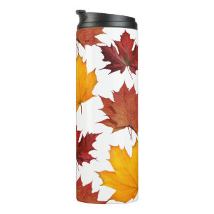 Fall Autumn maple leaves Thermal Tumbler