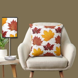 Fall Autumn maple leaves Throw Pillow