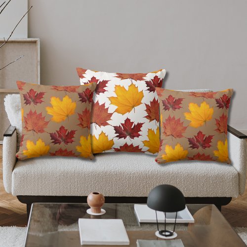 Fall Autumn maple leaves Throw Pillow