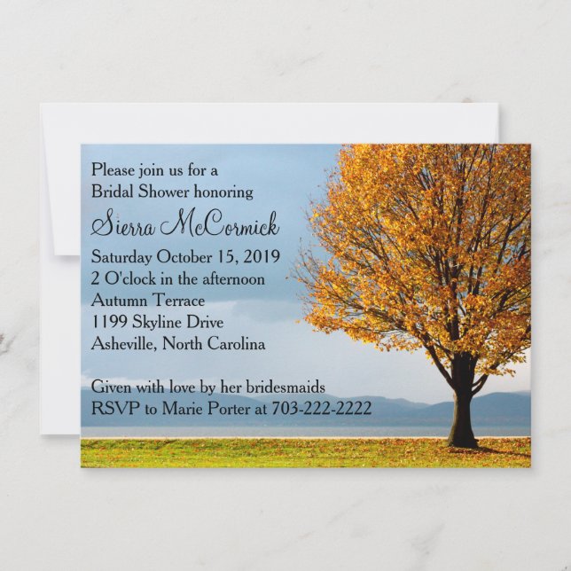 Fall Autumn Maple Tree Bridal Shower Invitation (Front)