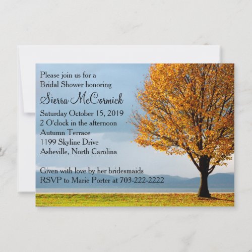 Fall Autumn Maple Tree Bridal Shower Invitation