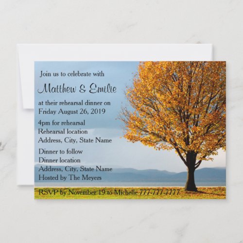 Fall Autumn Maple Tree Rehearsal Dinner Invitation