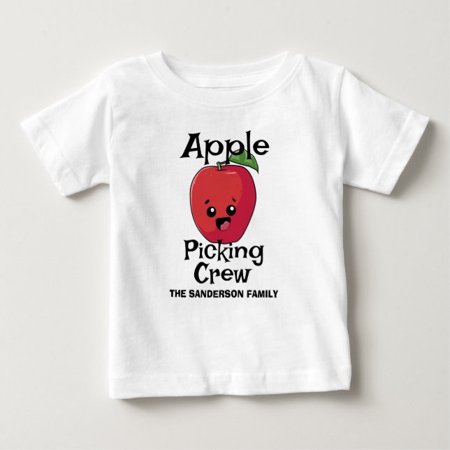 Fall Autumn Matching Family Apple Picking Crew Baby T-Shirt (Front)