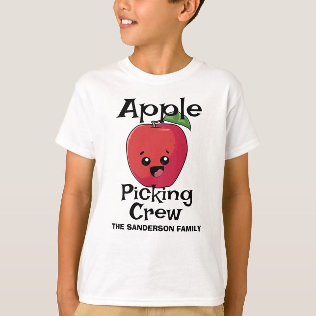 Fall Autumn Matching Family Apple Picking Crew T-Shirt (Front)