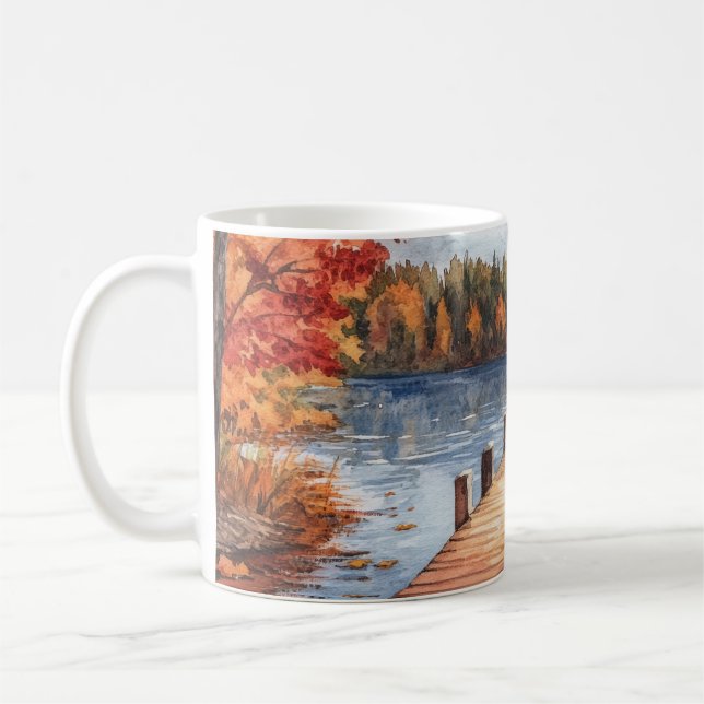 Fall Autumn Nature Lake Trees Landscape Coffee Mug (Left)