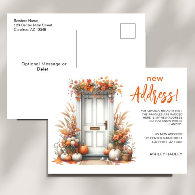 Fall Autumn New Address Moving Announcement Postcard (Creator Uploaded)