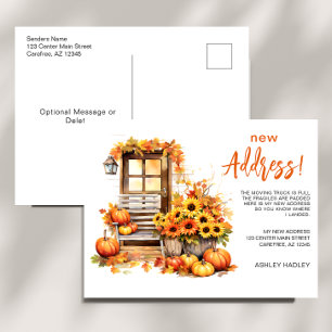 Fall Autumn New Address Moving Announcement Postcard