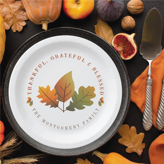 Fall Autumn Oak Leaves Grateful Thanksgiving Party Paper Plates (Fall Autumn Oak Leaves Grateful Thanksgiving Party Paper Plates @ fat_fa_tin)