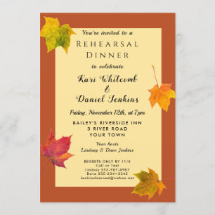 Fall Autumn October November Rehearsal Dinner Invitation