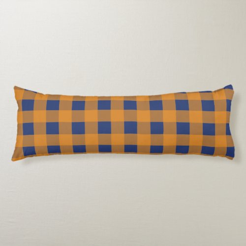 Fall Autumn Orange Blue Plaid Pattern  Body Pillow