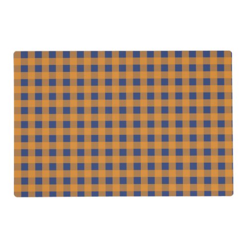 Fall Autumn Orange Blue Plaid Pattern  Placemat