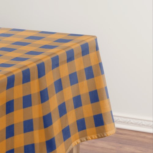 Fall Autumn Orange Blue Plaid Pattern  Tablecloth