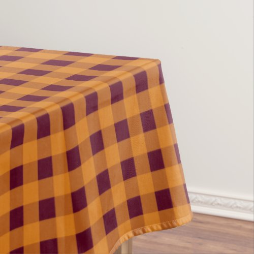 Fall Autumn Orange Burgundy Plaid Pattern   Tablecloth