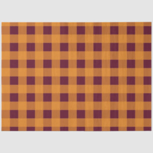 Fall Autumn Orange Burgundy Plaid Pattern Tissue Paper