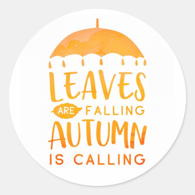 Fall Autumn Orange Leaves Classic Round Sticker (Front)