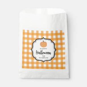 Fall Autumn Orange Plaid Halloween Pumpkin  Favor Bag