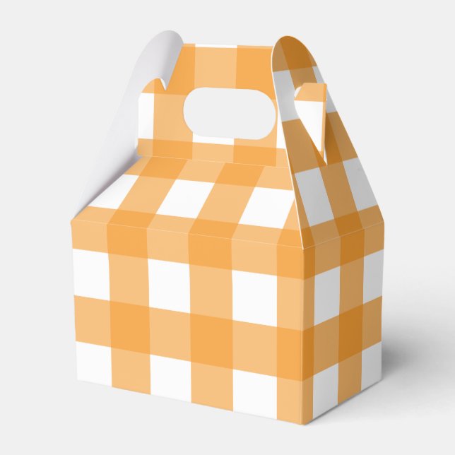 Fall Autumn Orange Plaid Pattern Favor Boxes (Front Side)