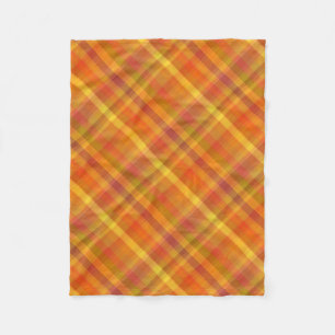 Fall Autumn Orange Plaid Pattern Fleece Blanket