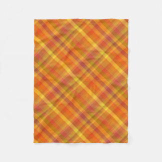 Fall Autumn Orange Plaid Pattern Fleece Blanket