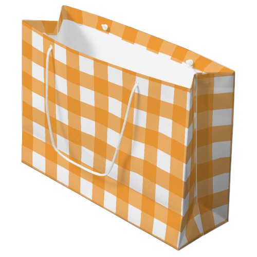 Fall Autumn Orange Plaid Pattern Large Gift Bag