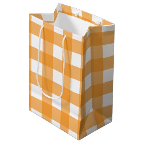 Fall Autumn Orange Plaid Pattern  Medium Gift Bag